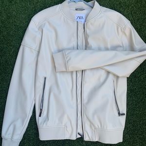 Zara - Cream Leather Bomber